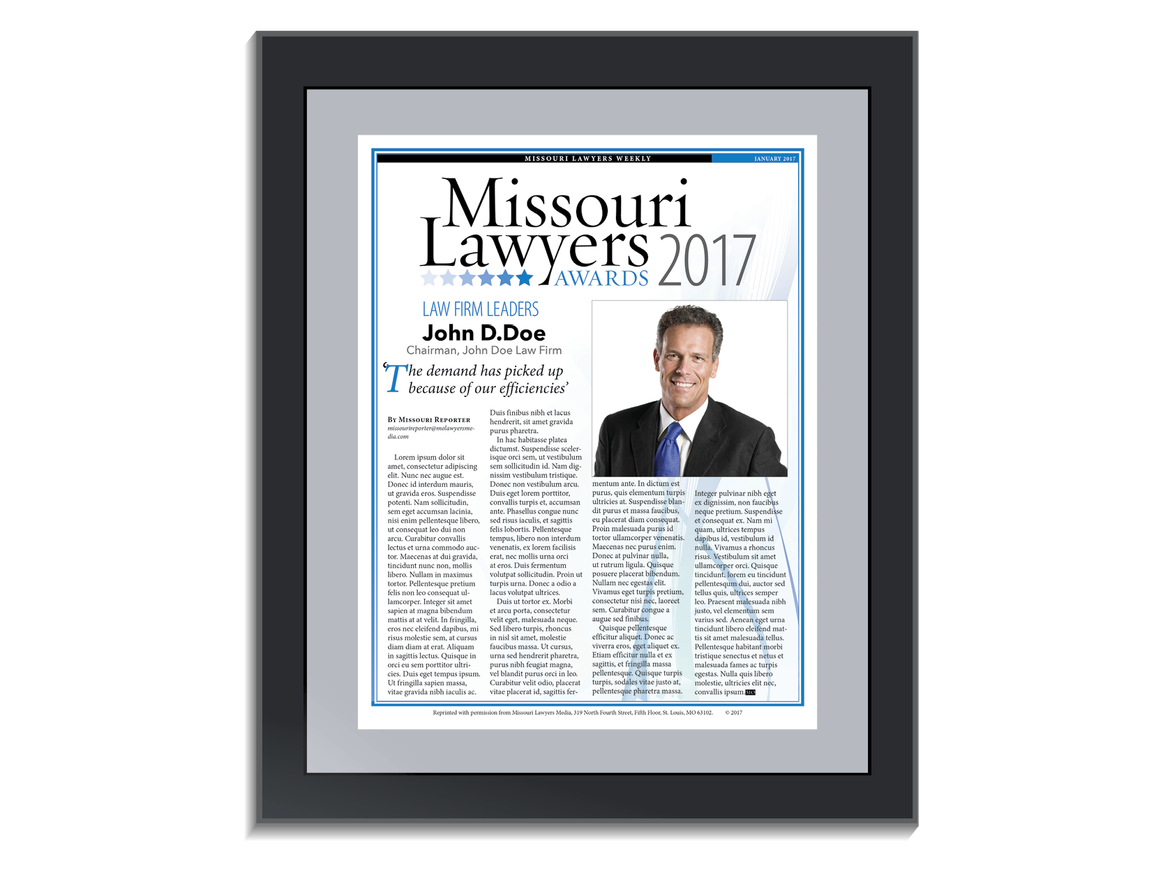 Missouri Lawyers Awards 2021 Commemorative Plaque